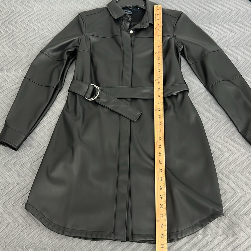 NWT French Connection Patti Long Sleeve Faux Leather Shirtdress - Picture 11 of 12